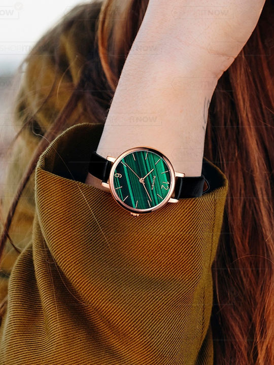 Women's Watch 43mm Battery-Powered with Black Silicone Strap