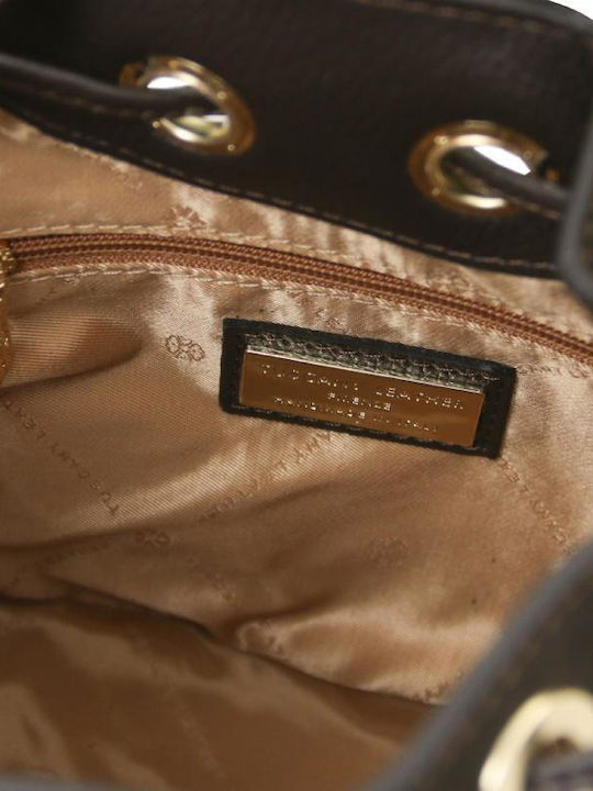 Nomade Damen-Schultertasche aus Leder und Wildleder mit Fransen in Schokoladenbraun