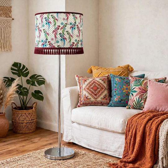 Oxygen Exotic Parrots Floor Lamp with E27 Bulb Holder Multicoloured