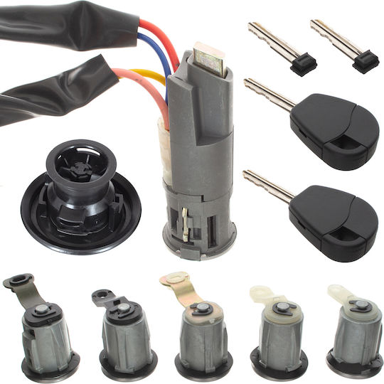 Citroen Berlingo 00-03 Complete Ignition Switch + 5x Lock Cylinders + Fuel Filler Cap Set
