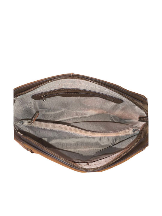 Damen Schulter- / Crossbody-Tasche aus braunem Wildleder