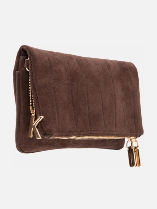 Damen-Clutch aus braunem Wildleder
