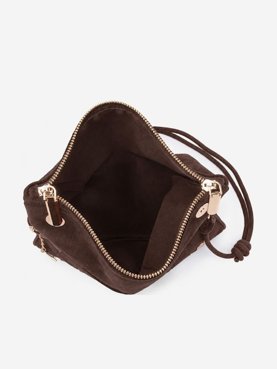 Damen-Clutch aus braunem Wildleder