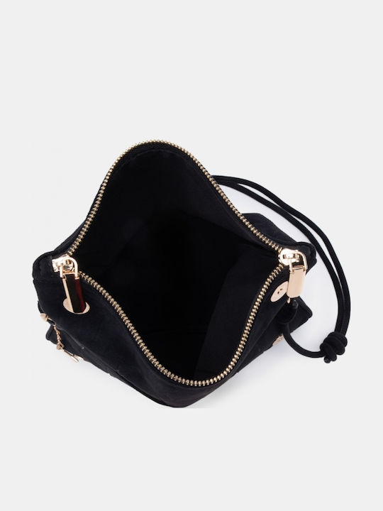 Damen-Clutch aus schwarzem Wildleder