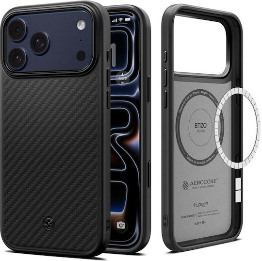 Husă pentru iPhone 18 Pro iPhone 17 Pro – Spigen Enzo Aramid „t” MagSafe – Neagră