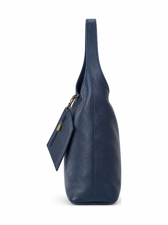 Blue Leather Women's Shoulder Bag