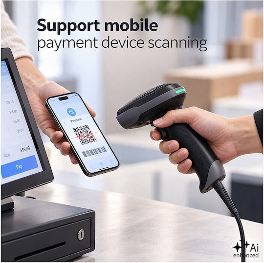 Qoltec Handheld-Scanner mit Linearer Bildgeber (1D) Barcodes