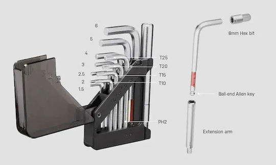 Topeak Toolcard мултифункционален комплект инструменти TT2588, 13 части