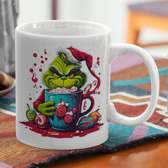 Koupakoupa Giggling Grinchy Galore Weihnachtliche Keramiktasse Braun 330 ml