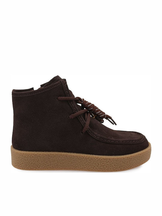 Suede Γυναικεία Μποτάκια Καφε Καστορι