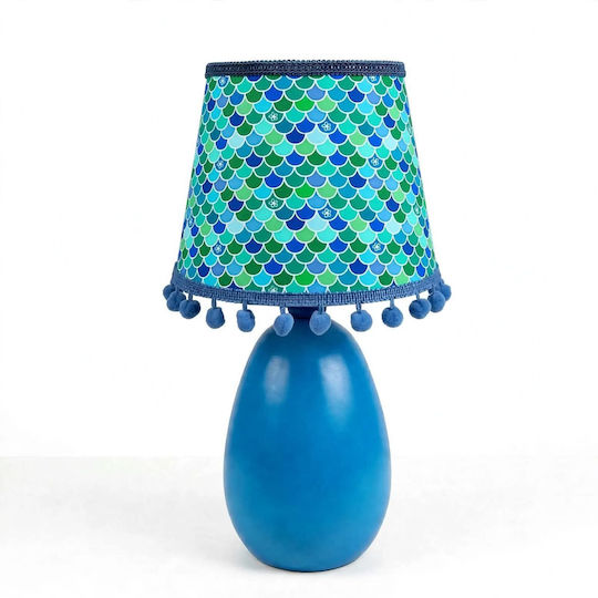 Oxygen Fish Table Lamp for E27 Socket with Turquoise Shade and Base