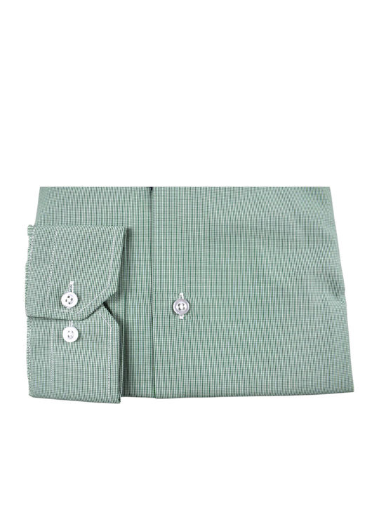 Long Sleeve Checked Green Shirt