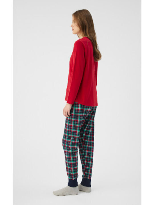 Minerva Winter Women's Cotton Pyjama Set Red Chili