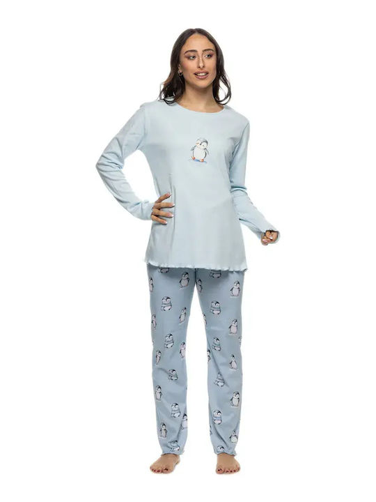 Galaxy Winterliches Damen-Pyjama-Set Babyblau