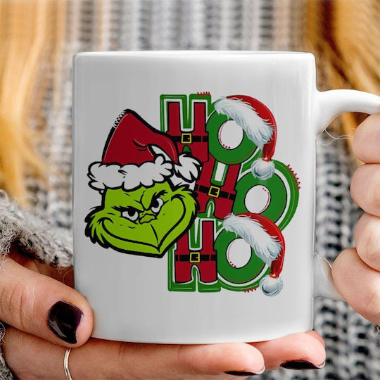 Koupakoupa Grinch Ho Ho Ho Weihnachtlicher Keramikbecher Weiß 330 ml