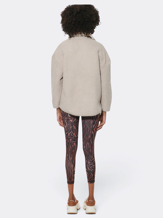 Καθημερινό Γυναικείο Cropped Κολάν Khaki Zebra