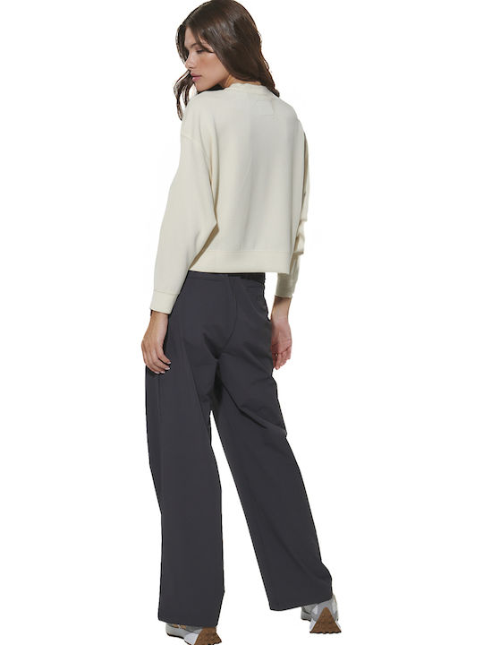 Cropped Damen-Sweatshirt in Ecru
