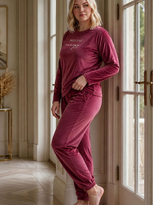 Boyraz Winter Women's Pyjama Set Burgundy