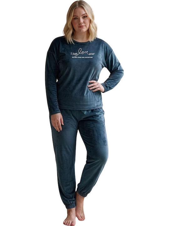 Boyraz Winter Women's Petrol Blue Pyjama Set