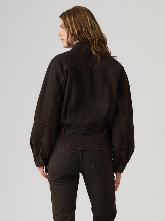 Trucker Μακρύ Γυναικείο Bomber Jacket Brown