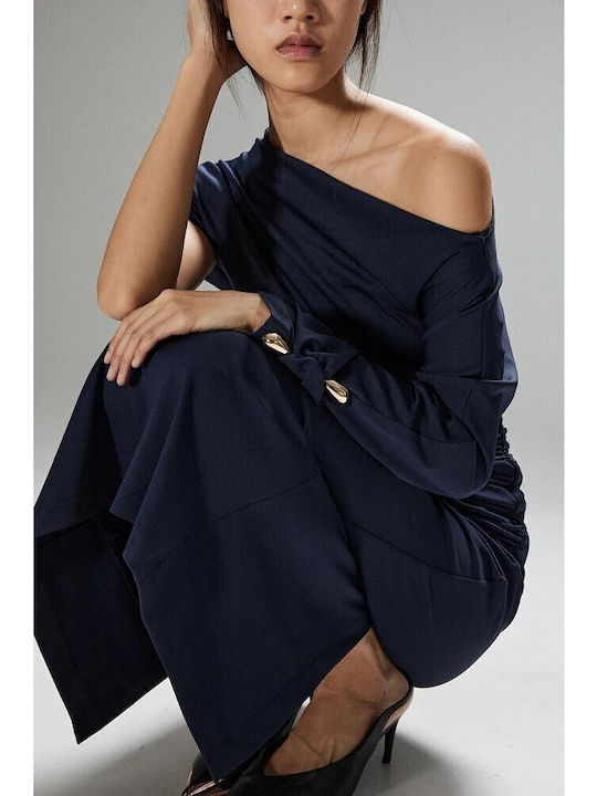 Midi-Hemdkleid Blau Navy
