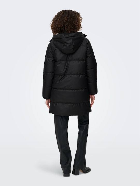Agnes Μακρύ Γυναικείο Puffer Μπουφάν για Χειμώνα Black