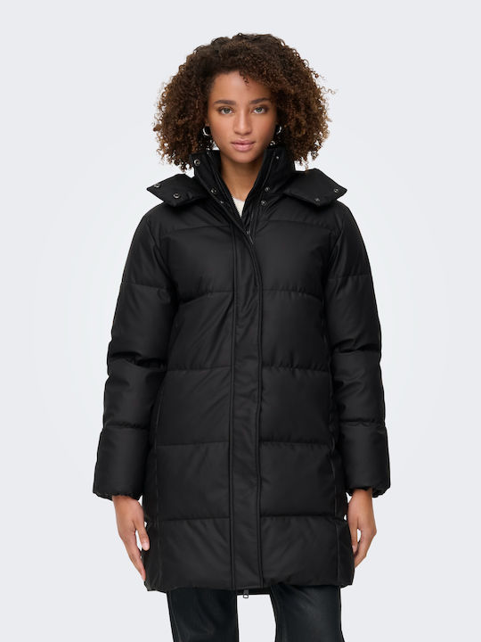 Agnes Μακρύ Γυναικείο Puffer Μπουφάν για Χειμώνα Black