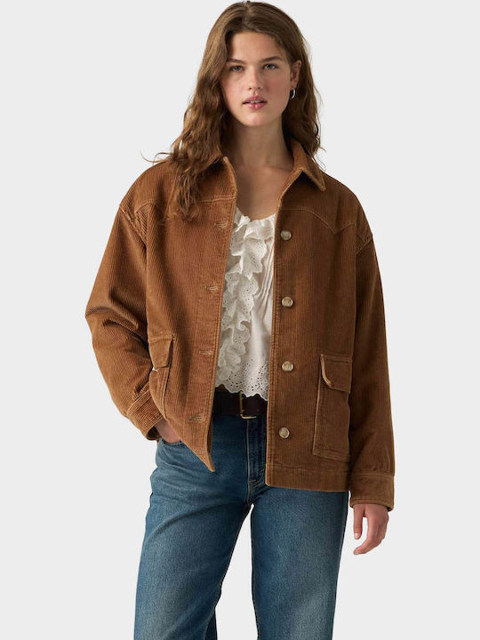 Demi Μακρύ Γυναικείο Μπουφάν για Χειμώνα Rust Brown