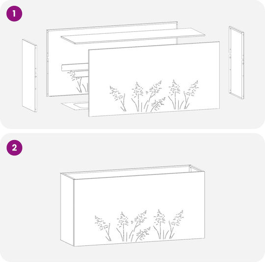 vidaXL Garden Metal Planter Black 100x30x49 cm