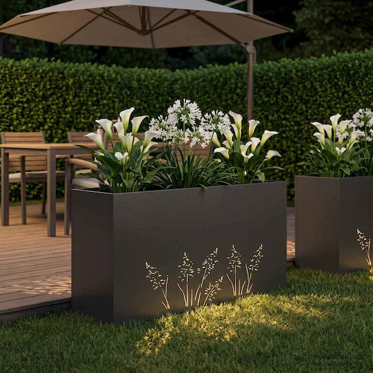 vidaXL Garden Metal Planter Black 100x30x49 cm