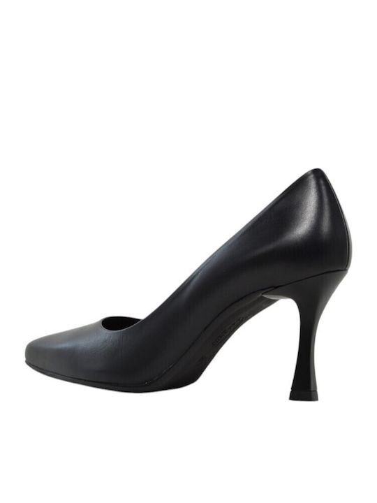 Lederpumps mit Stilettoabsatz Schwarzes Leder