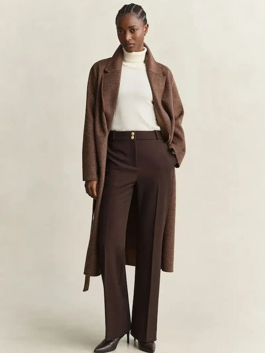 Women's Fabric Capri Trousers in a Slim Fit Brown