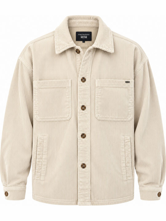 Overshirt din Catifea Raiată cu Mânecă Lungă, Croială Lejeră, Fog