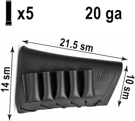 Chameleon Leather Buttstock Cover – Leather Stock Cover with Cartridge Holder Cal 20 Black