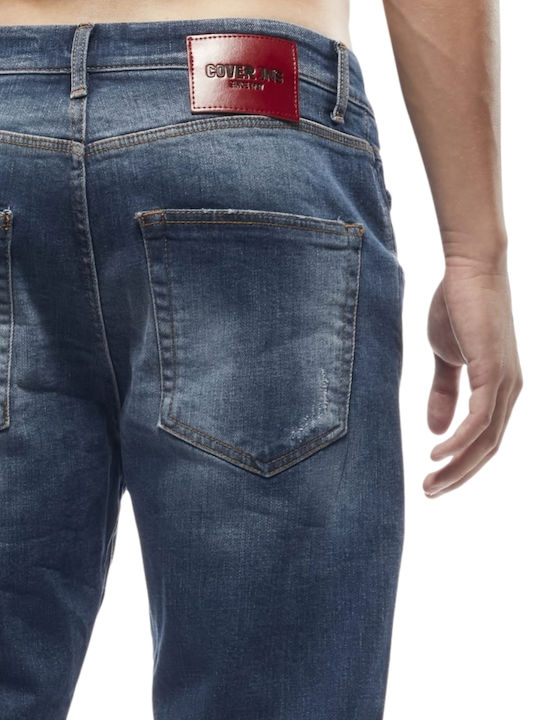Monaco Herren Cropped Jeans Elastisch Blau