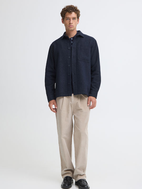 Long Sleeve Denim Overshirt Dark Blue
