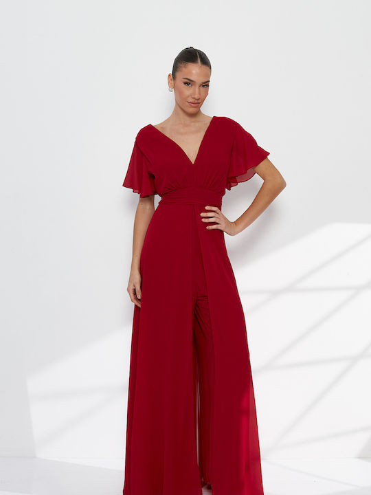 Women's Burgundy Jumpsuit