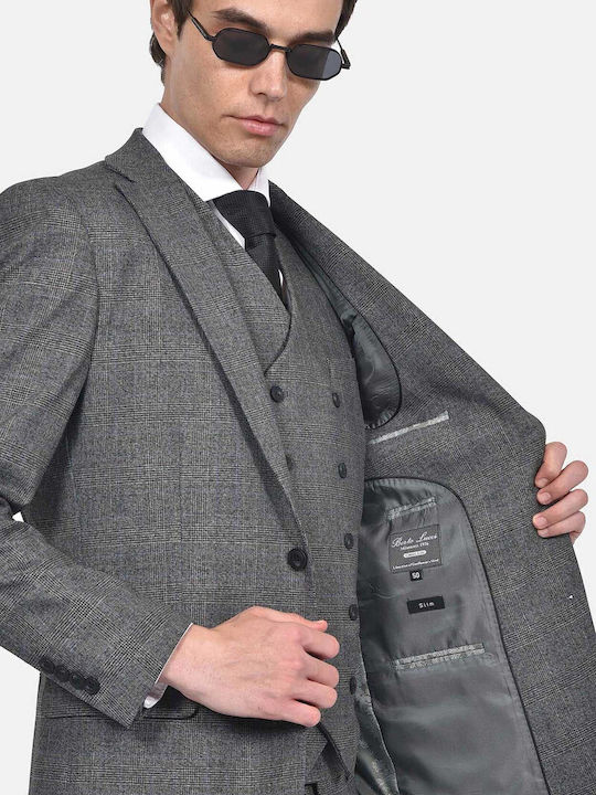 Winter Men's Suit with Vest Slim Fit Dark Grey