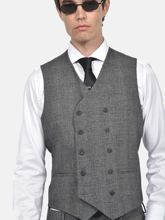 Winter Men's Suit with Vest Slim Fit Dark Grey
