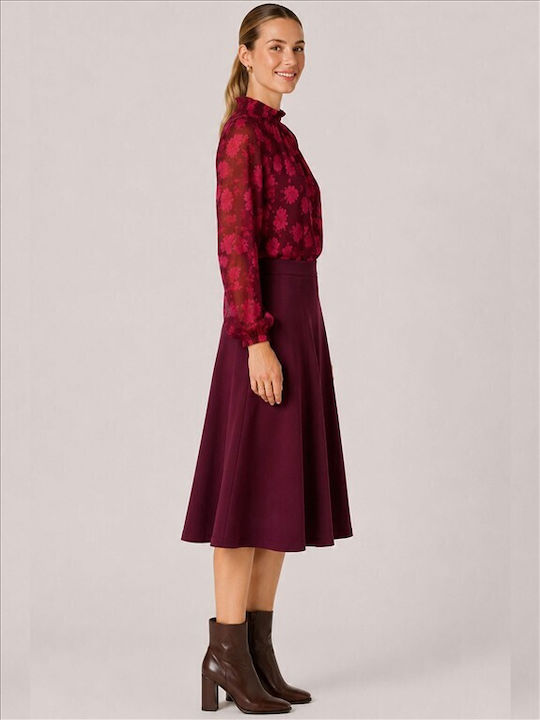Flared Burgundy Skirt F26200-Burgundy