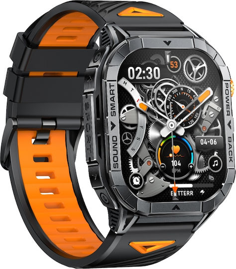 Microwear Smartwatch K70a Μαύρη Κάσα Μαύρο Λουρί Σιλικόνης