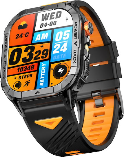 Microwear Smartwatch K70a Μαύρη Κάσα Μαύρο Λουρί Σιλικόνης