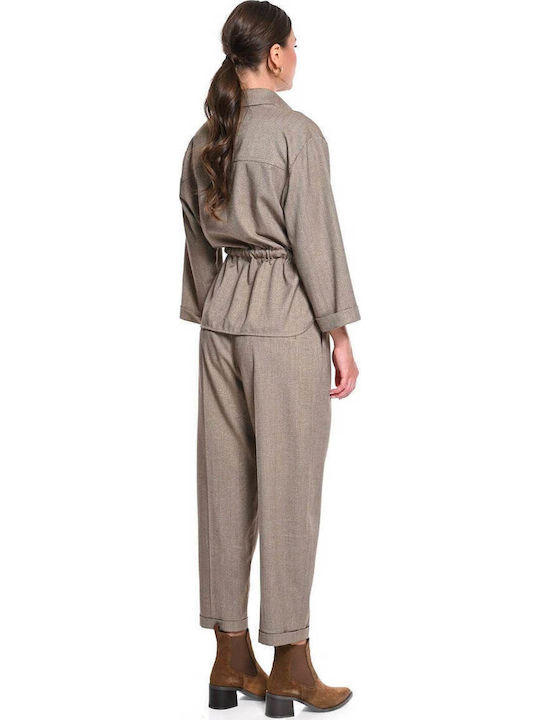 Women's Fabric Trousers in Relaxed Fit Taupe