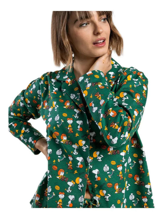 Admas Winter Women's Green Peanuts Winter Sports Pyjama Set