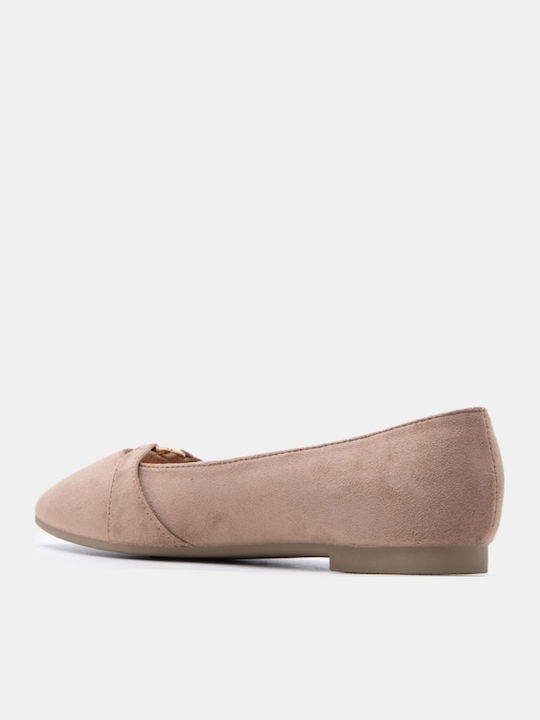 Women's Pointed-Toe Ballerina Shoes Beige-Dark