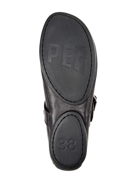 Right Nina Anatomische Damen-Lederballerinas mit Riemchenverschluss Schwarz