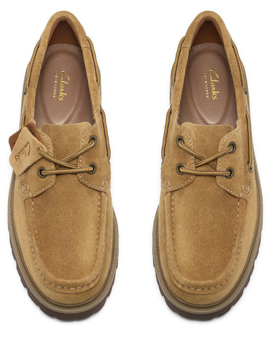 Cleyhill Boat Suede Ανδρικά Boat Shoes σε Μπεζ Χρώμα
