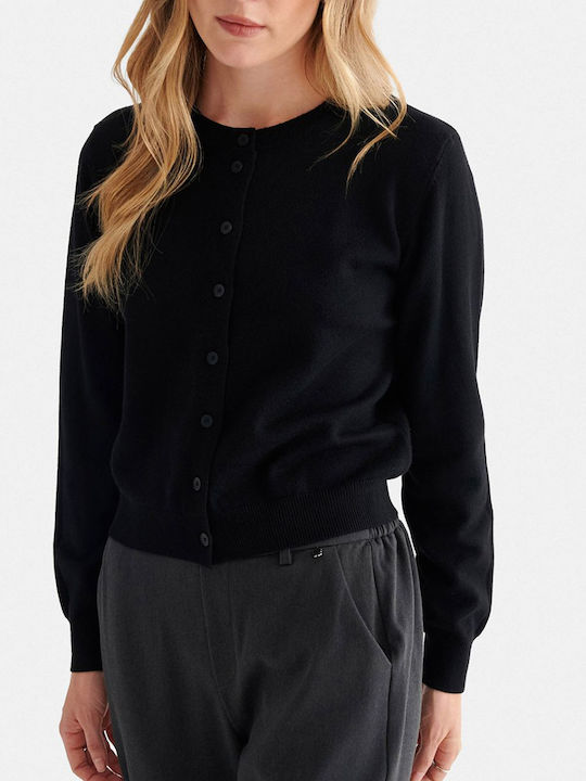 attrattivo Gestrickte Damen-Strickjacke mit Knöpfen Schwarz