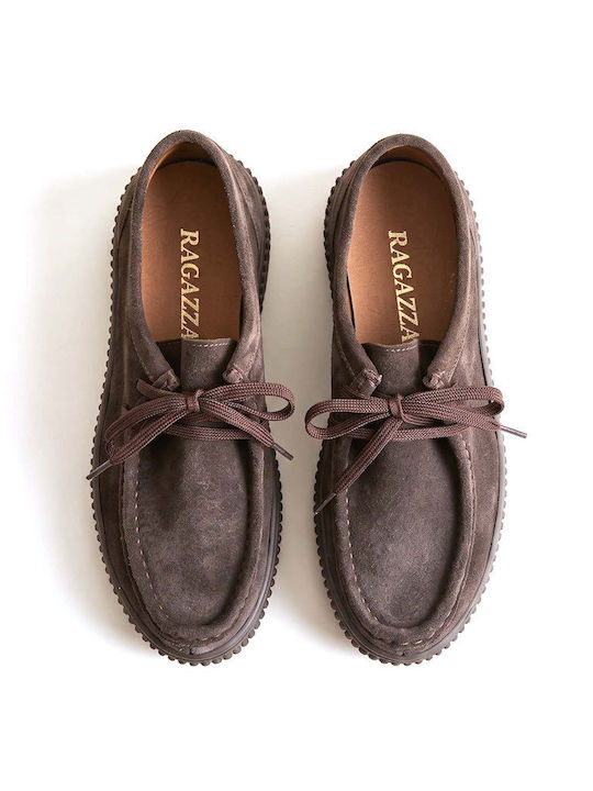 Damen-Oxfords aus Wildleder in brauner Farbe