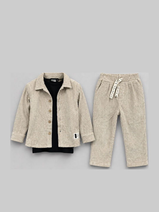 Kids 3-Piece Set with Pants Beige